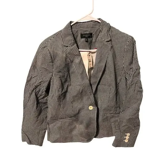 Talbots Womens Black and White
Gingham Checked One Button Blazer
Size 16 Petite - Picture 1 of 5